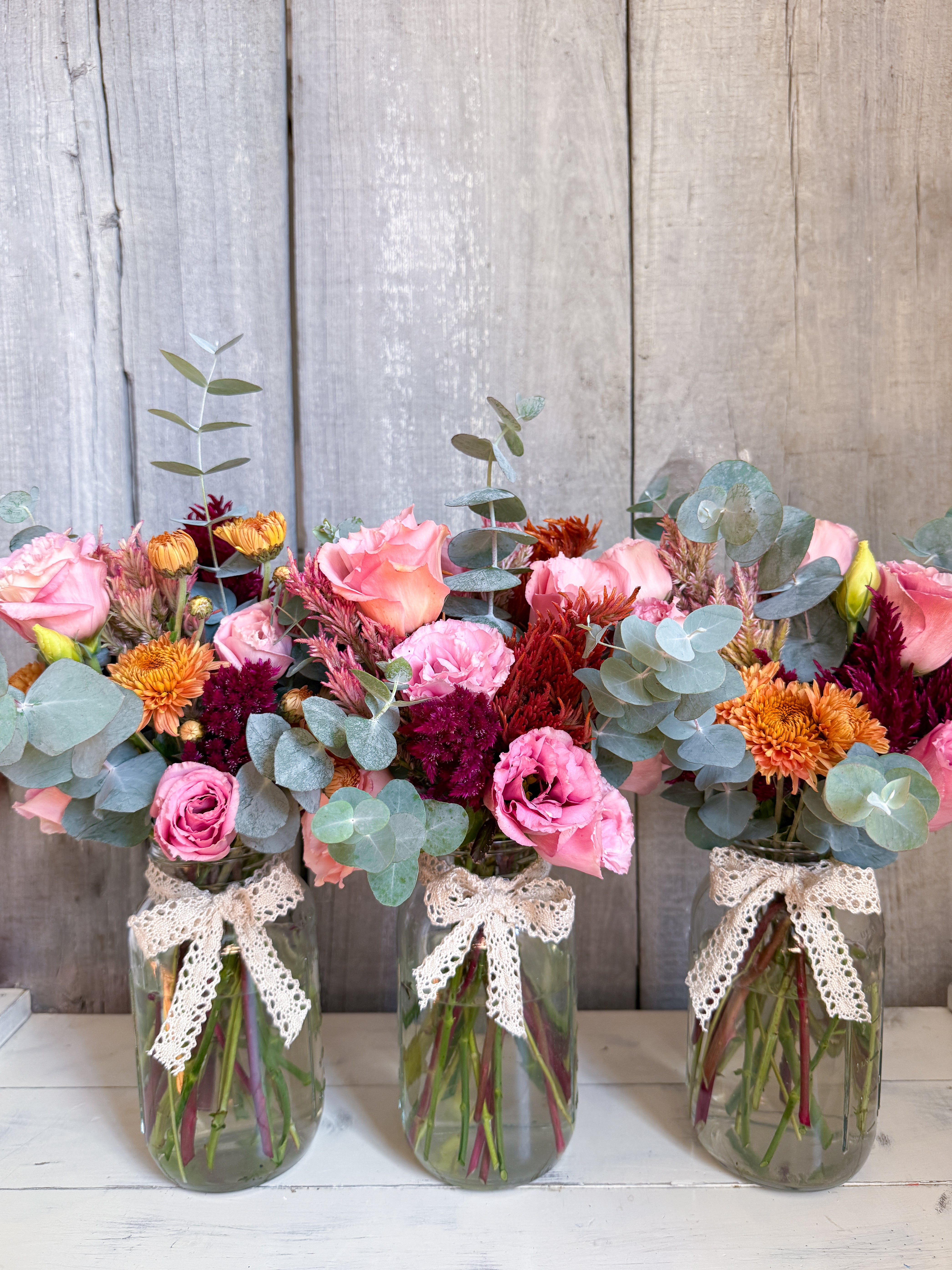Mason jar floral arrangements from Graceful Acres